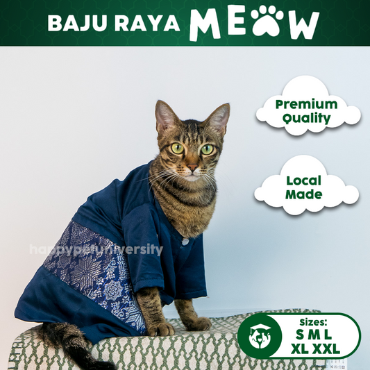 [BUATAN MAS] ROYAL BLUE Premium Baju Melayu Kucing Baju Kurung Baju Raya Kucing Raya Aidilfitri Pet Clothing Costume