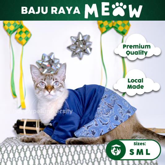 [BUATAN MAS] ROYALE BLUE Premium Baju Kurung Kucing Baju Melayu Baju Raya Kucing Raya Aidilfitri Pet Clothing Costume