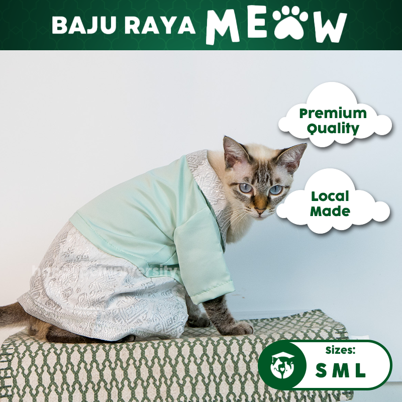 [BUATAN MAS] GREEN TEA Premium Baju Kebaya Kucing Baju Kurung Baju Raya Kucing Raya Aidilfitri Pet Clothing Costume