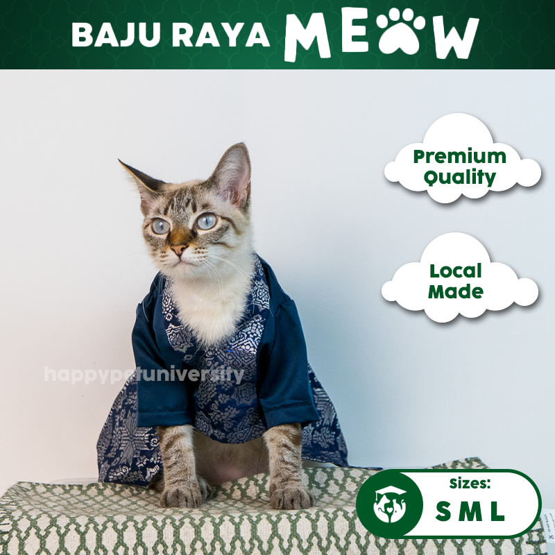 [BUATAN MAS] ROYAL BLUE Premium Baju Kebaya Kucing Baju Kurung Baju Raya Kucing Raya Aidilfitri Pet Clothing Costume