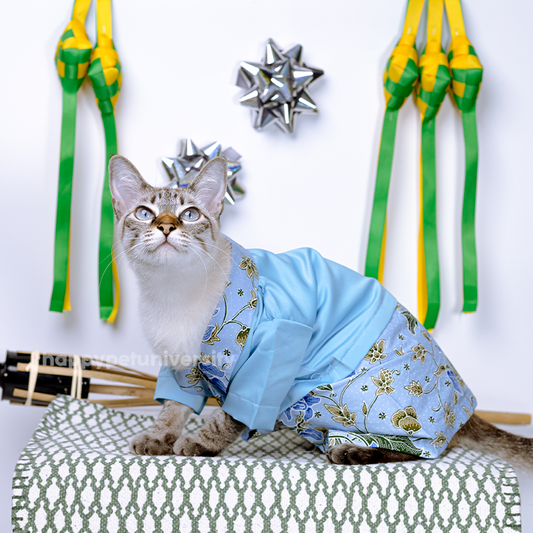 [BUATAN MAS] BLUE Premium Baju Kebaya Kucing Baju Melayu Baju Raya Kucing Raya Aidilfitri Pet Clothing Costume