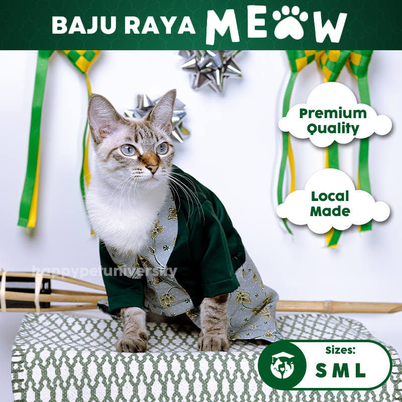 [BUATAN MAS] GREEN Premium Baju Kebaya Kucing Baju Melayu Baju Raya Kucing Raya Aidilfitri Pet Clothing Costume