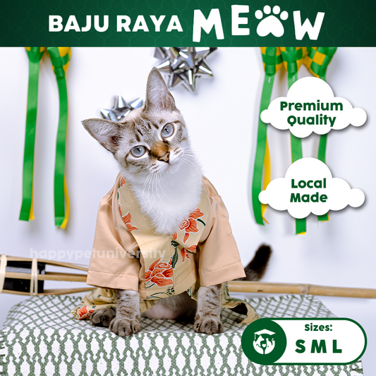 [BUATAN MAS] ORANGE Premium Baju Kebaya Kucing Baju Melayu Baju Raya Kucing Raya Aidilfitri Pet Clothing Costume