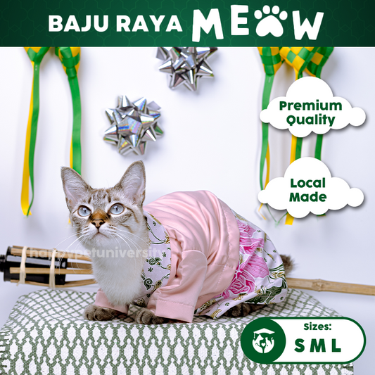 [BUATAN MAS] PINK Premium Baju Kebaya Kucing Baju Melayu Baju Raya Kucing Raya Aidilfitri Pet Clothing Costume