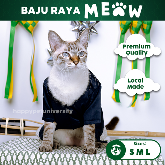 [BUATAN MAS] DARK BLUE Premium Baju Kurung Kucing Baju Melayu Baju Raya Kucing Raya Aidilfitri Pet Clothing Costume