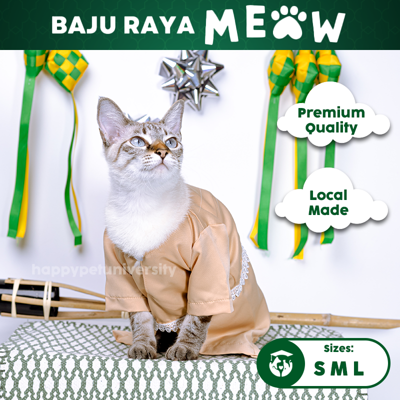 [BUATAN MAS] PEACH Premium Baju Kurung Kucing Baju Melayu Baju Raya Kucing Raya Aidilfitri Pet Clothing Costume