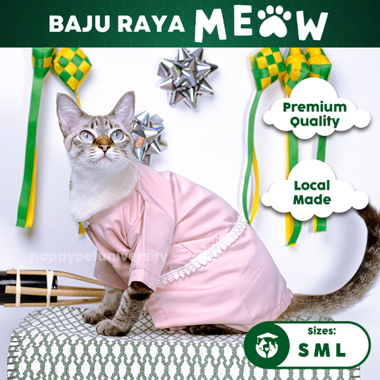 [BUATAN MAS] PINK Premium Baju Kurung Kucing Baju Melayu Baju Raya Kucing Raya Aidilfitri Pet Clothing Costume