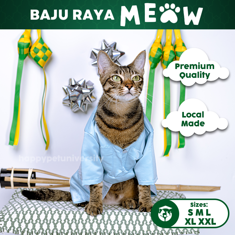 [BUATAN MAS] BLUE Premium Baju Melayu Kucing Baju Kurung Baju Raya Kucing Raya Aidilfitri Pet Clothing Costume