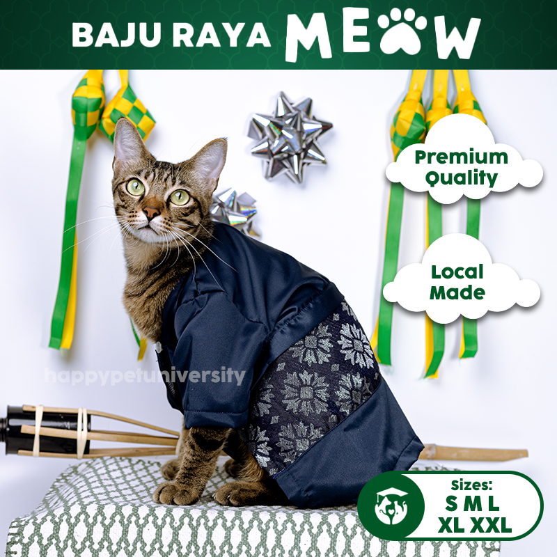 [BUATAN MAS] DARK BLUE Premium Baju Melayu Kucing Baju Kurung Baju Raya Kucing Raya Aidilfitri Pet Clothing Costume