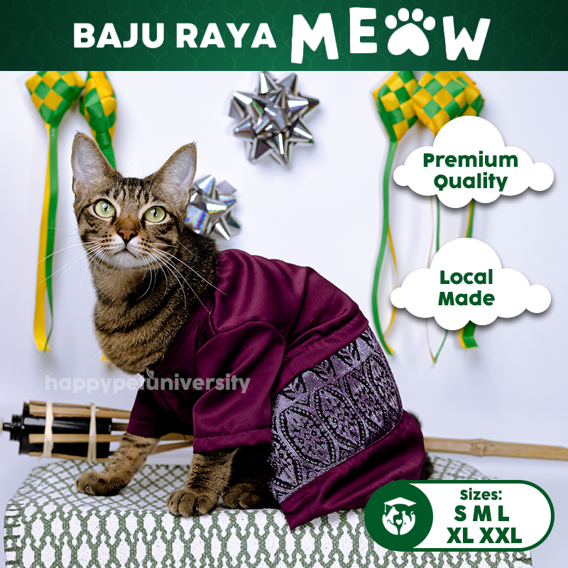 [BUATAN MAS] DARK RED Premium Baju Melayu Kucing Baju Kurung Baju Raya Kucing Raya Aidilfitri Pet Clothing Costume