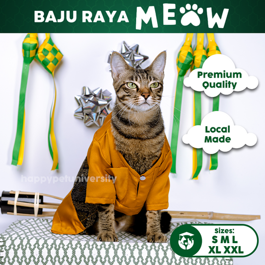 [BUATAN MAS] ORANGE Premium Baju Melayu Kucing Baju Kurung Baju Raya Kucing Raya Aidilfitri Pet Clothing Costume