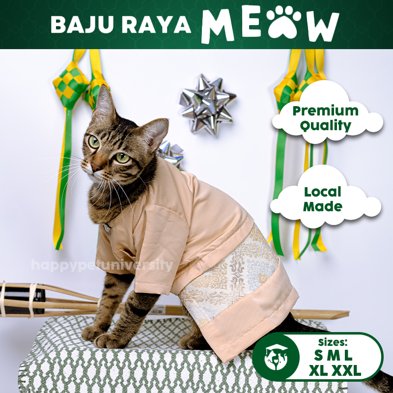 [BUATAN MAS] PEACH Premium Baju Melayu Kucing Baju Kurung Baju Raya Kucing Raya Aidilfitri Pet Clothing Costume