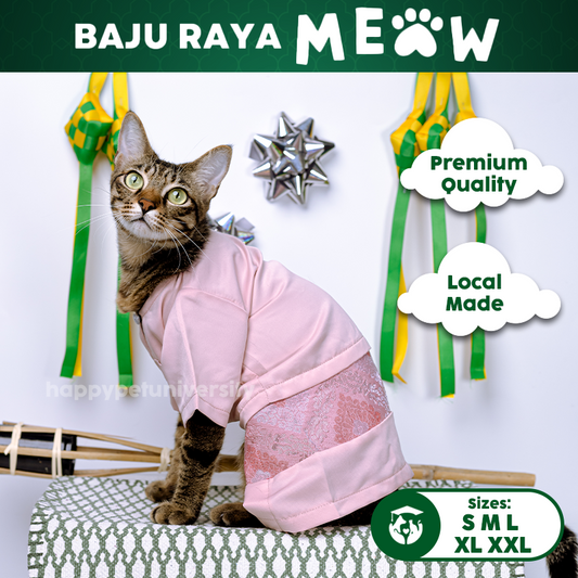 [BUATAN MAS] PINK Premium Baju Melayu Kucing Baju Kurung Baju Raya Kucing Raya Aidilfitri Pet Clothing Costume