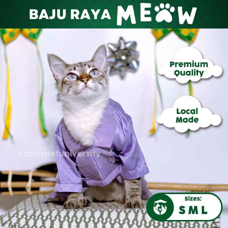 [BUATAN MAS] PURPLE Premium Baju Kebaya Kucing Baju Kurung Baju Raya Kucing Raya Aidilfitri Pet Clothing Costume