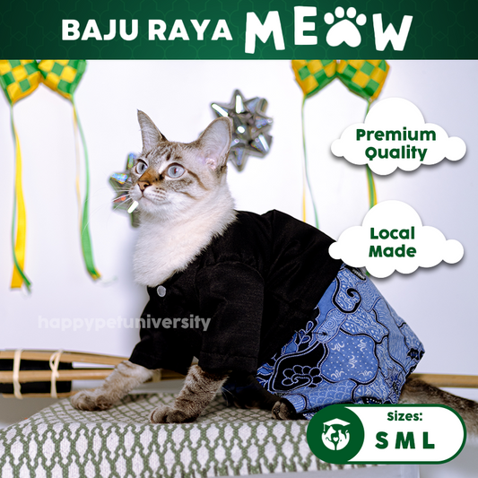 [BUATAN MAS] BLACK Premium Baju Kurung Kucing Baju Melayu Baju Raya Kucing Raya Aidilfitri Pet Clothing Costume