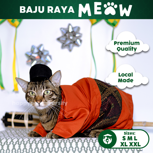 [BUATAN MAS] RED Premium Baju Melayu Kucing Baju Kurung Baju Raya Kucing Raya Aidilfitri Pet Clothing Costume