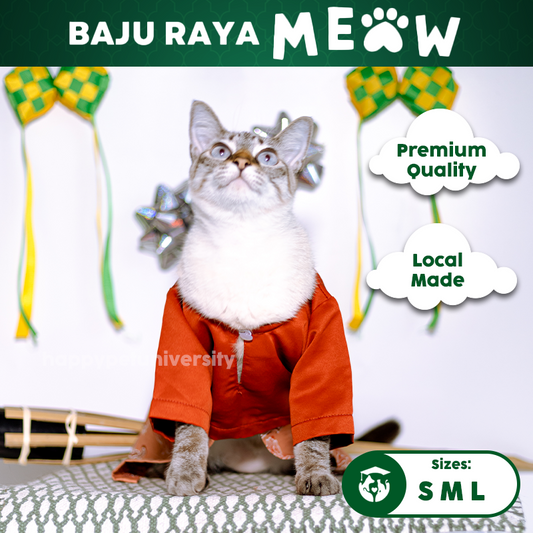 [BUATAN MAS] ORANGE Premium Baju Kurung Kucing Baju Melayu Baju Raya Kucing Raya Aidilfitri Pet Clothing Costume