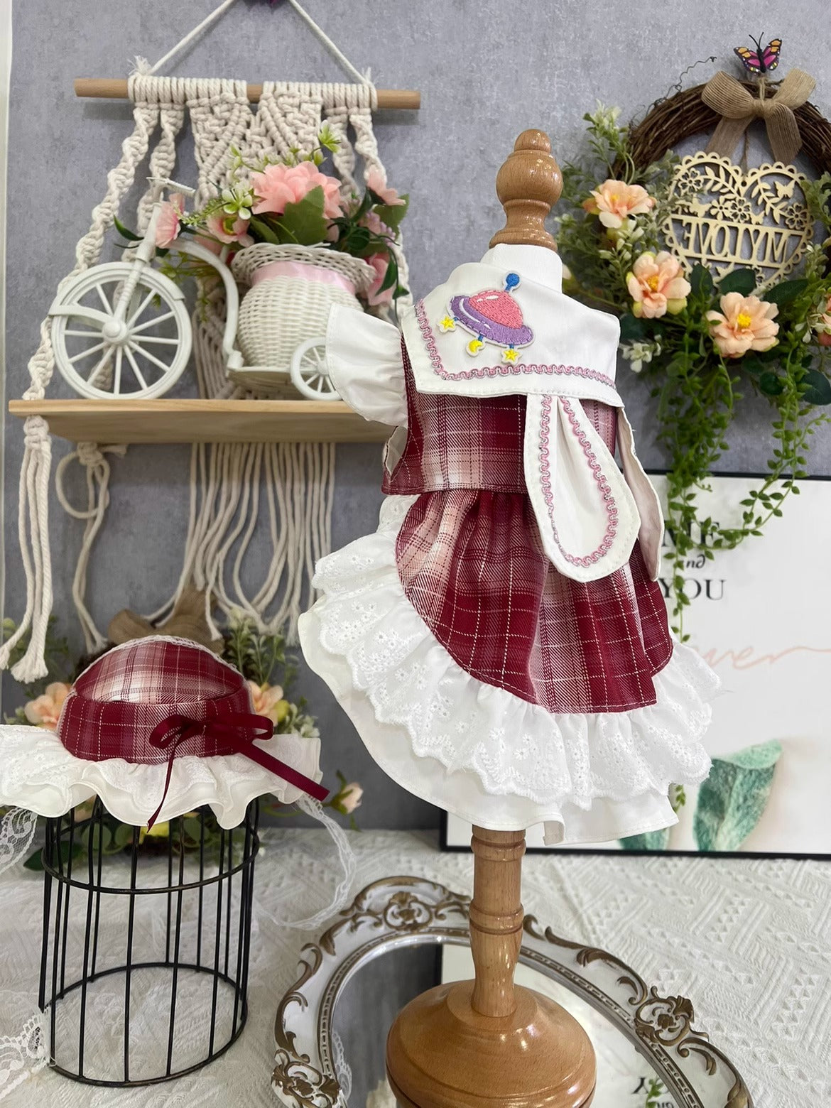 Rabbit Ear Lolita Red Lacey Dress