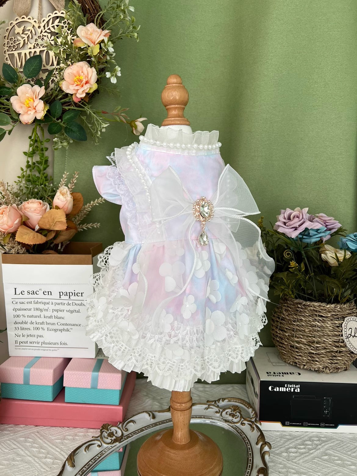 Rainbow Flower Huge Ribbon Lolita Dress