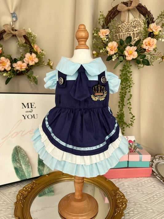 Navy Blue School Uniform w Tie Lolita Dress