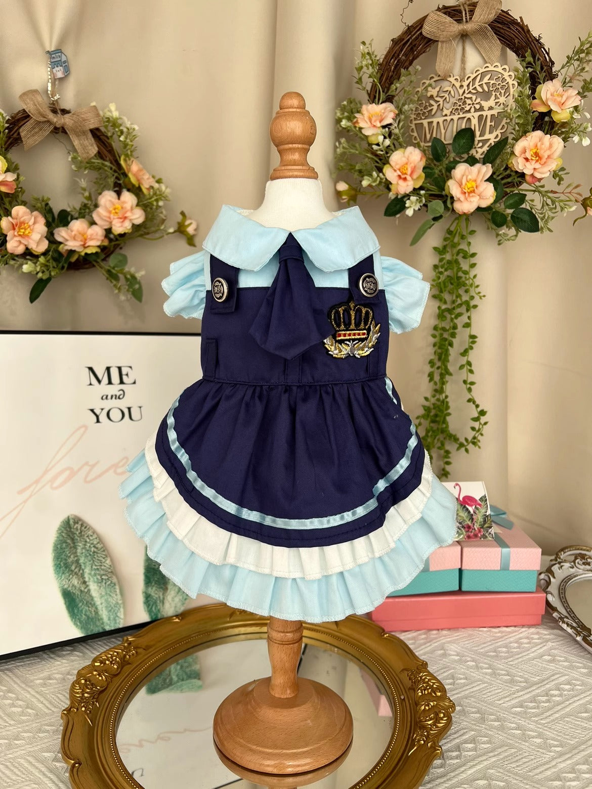 Navy Blue School Uniform w Tie Lolita Dress