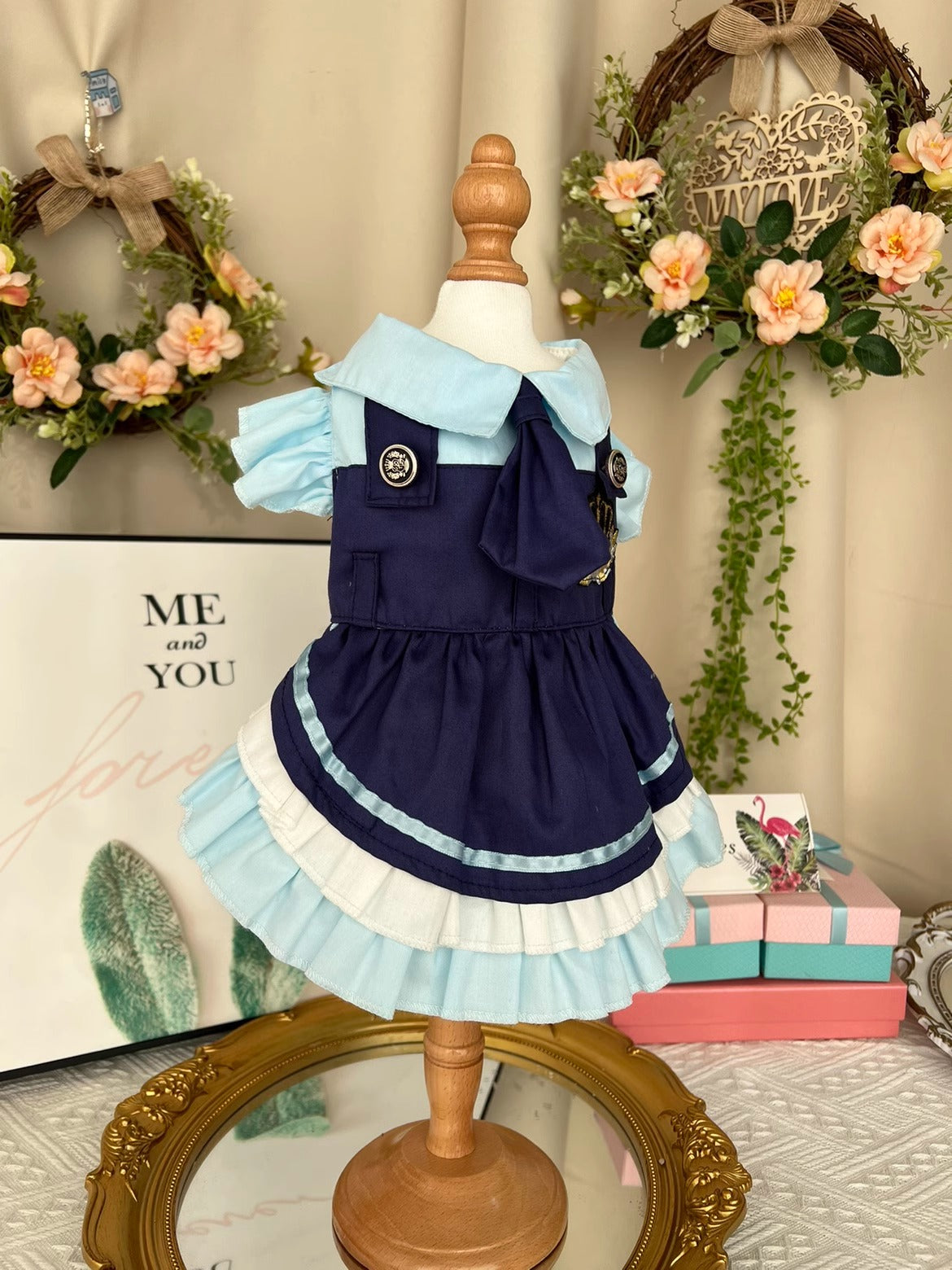 Navy Blue School Uniform w Tie Lolita Dress