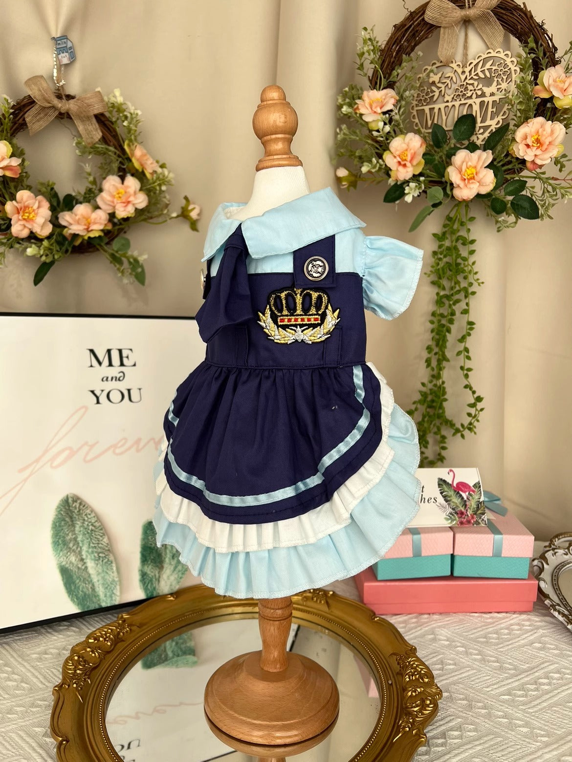 Navy Blue School Uniform w Tie Lolita Dress