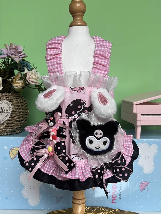 Sanrio Pink Layered Rabbit Cute Little Kuromi Lacey Lolita Dress