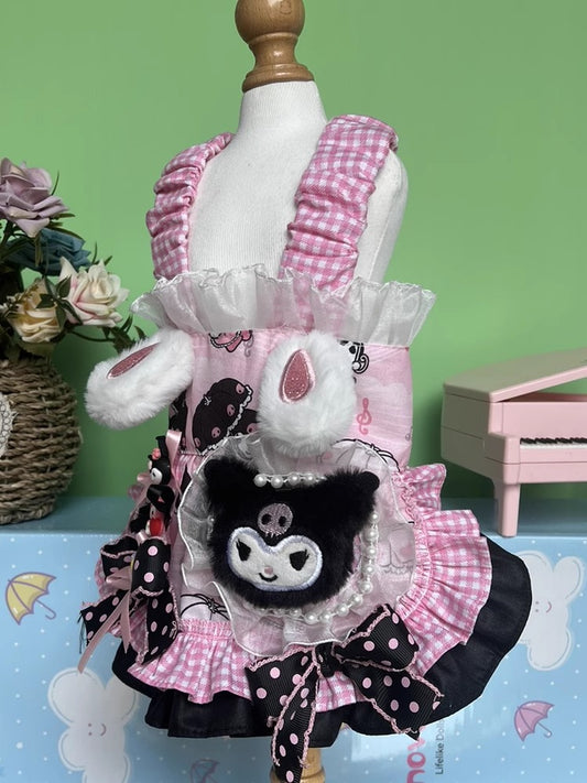 Sanrio Pink Layered Rabbit Cute Little Kuromi Lacey Lolita Dress