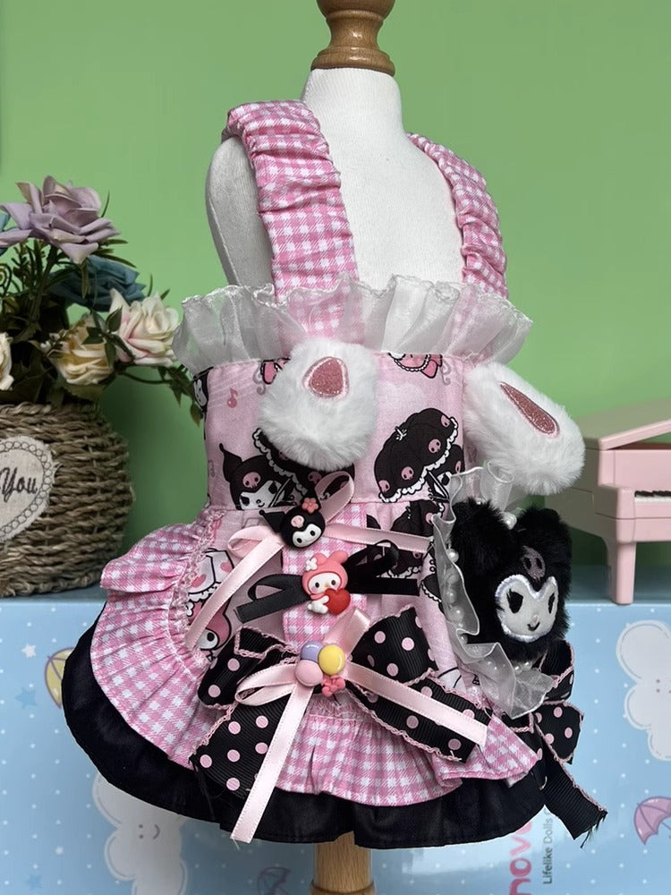 Sanrio Pink Layered Rabbit Cute Little Kuromi Lacey Lolita Dress