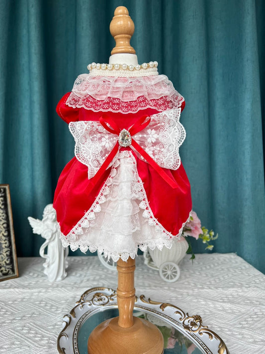 Queen Ribbon Red Lacey Lolita Dress