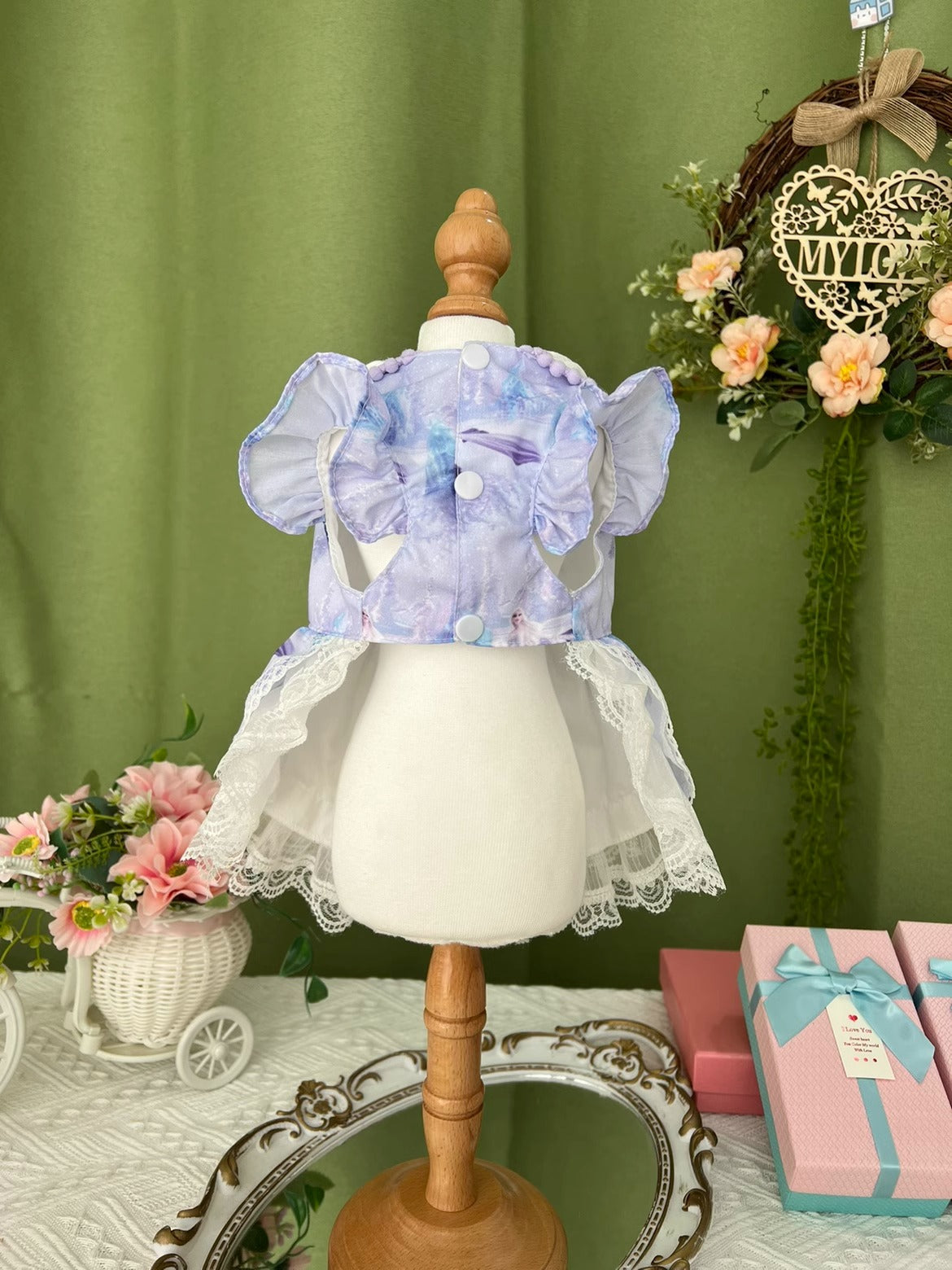 Premium Violet Frozen Layered Laced Princess Lolita Pet Event Dress