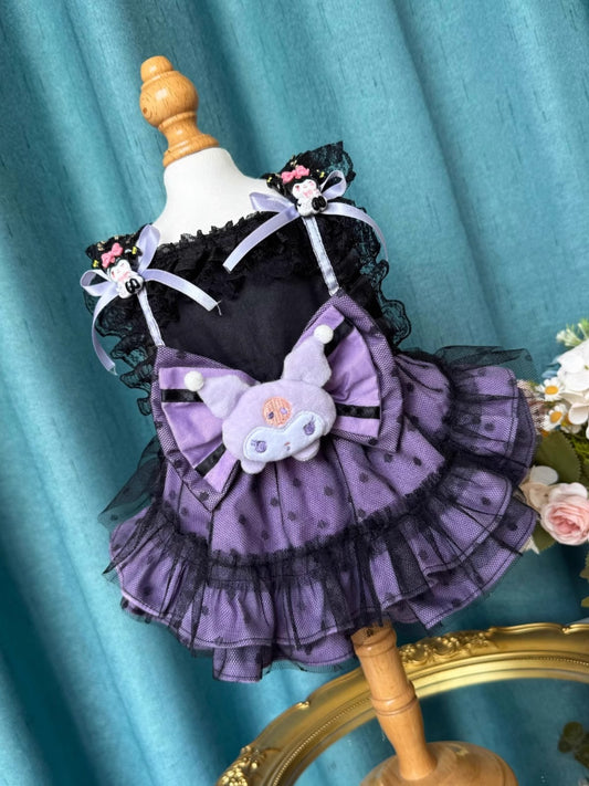 Sanrio Layered Black Purple Lacey Kuromi Lolita Dress