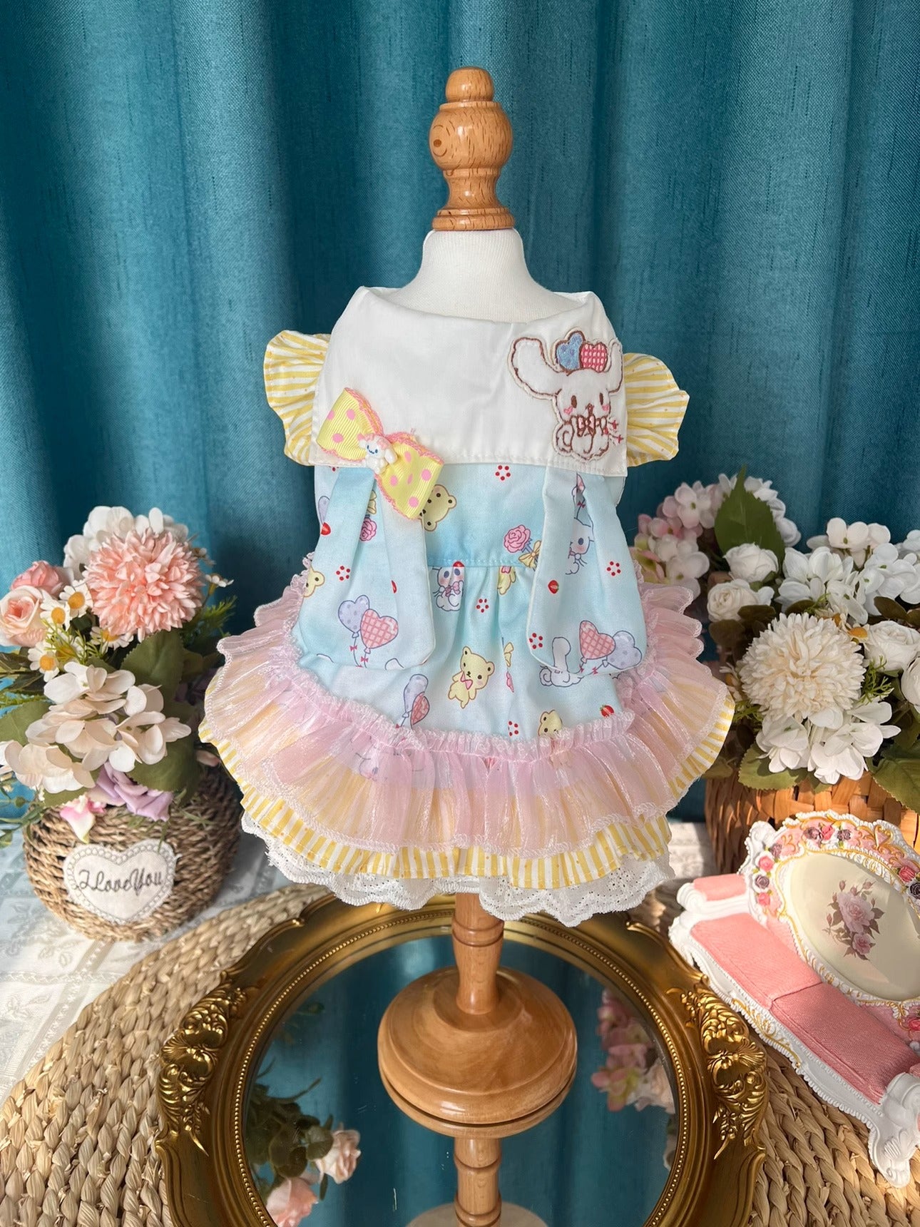 Sanrio Layered Sweet Blue Pink Lacey Ribbon Cinnamoroll Lolita Dress