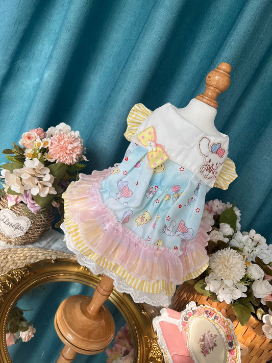 Sanrio Layered Sweet Blue Pink Lacey Ribbon Cinnamoroll Lolita Dress