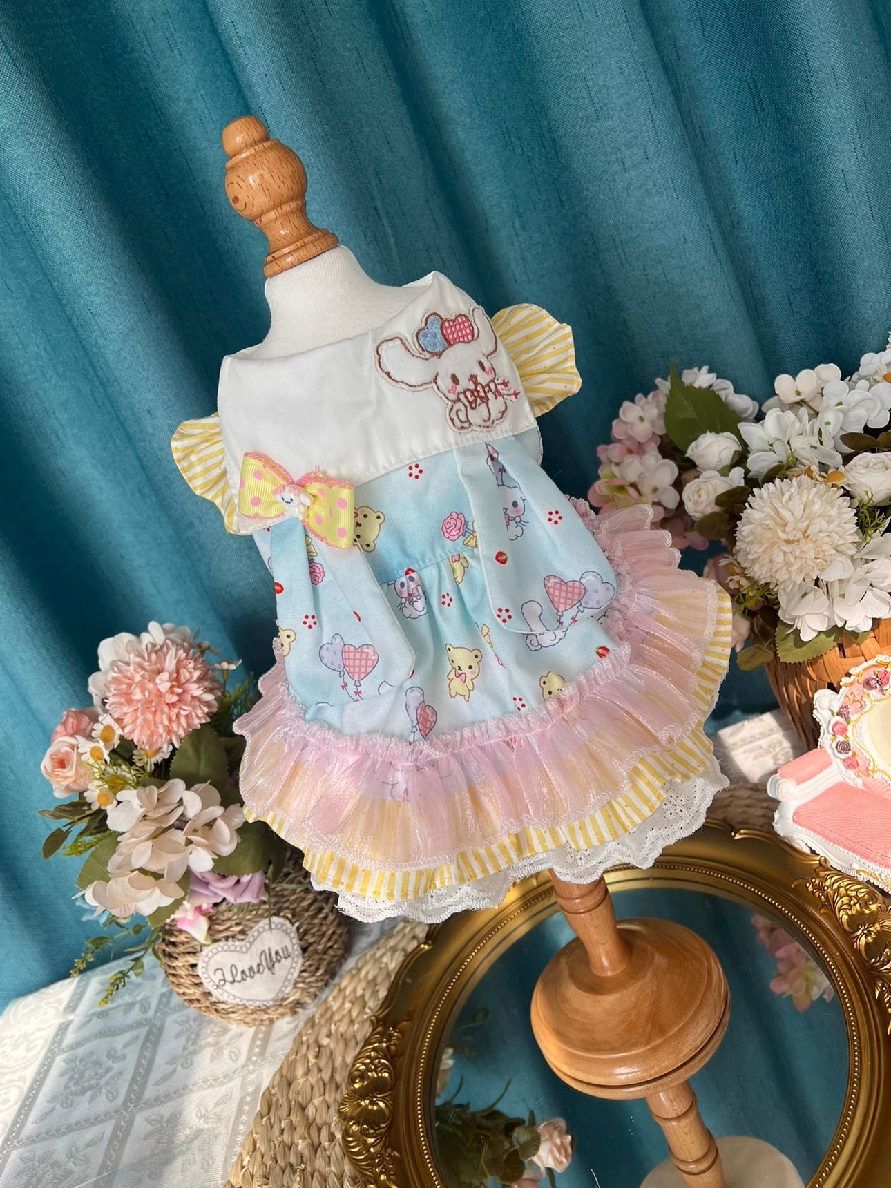 Sanrio Layered Sweet Blue Pink Lacey Ribbon Cinnamoroll Lolita Dress