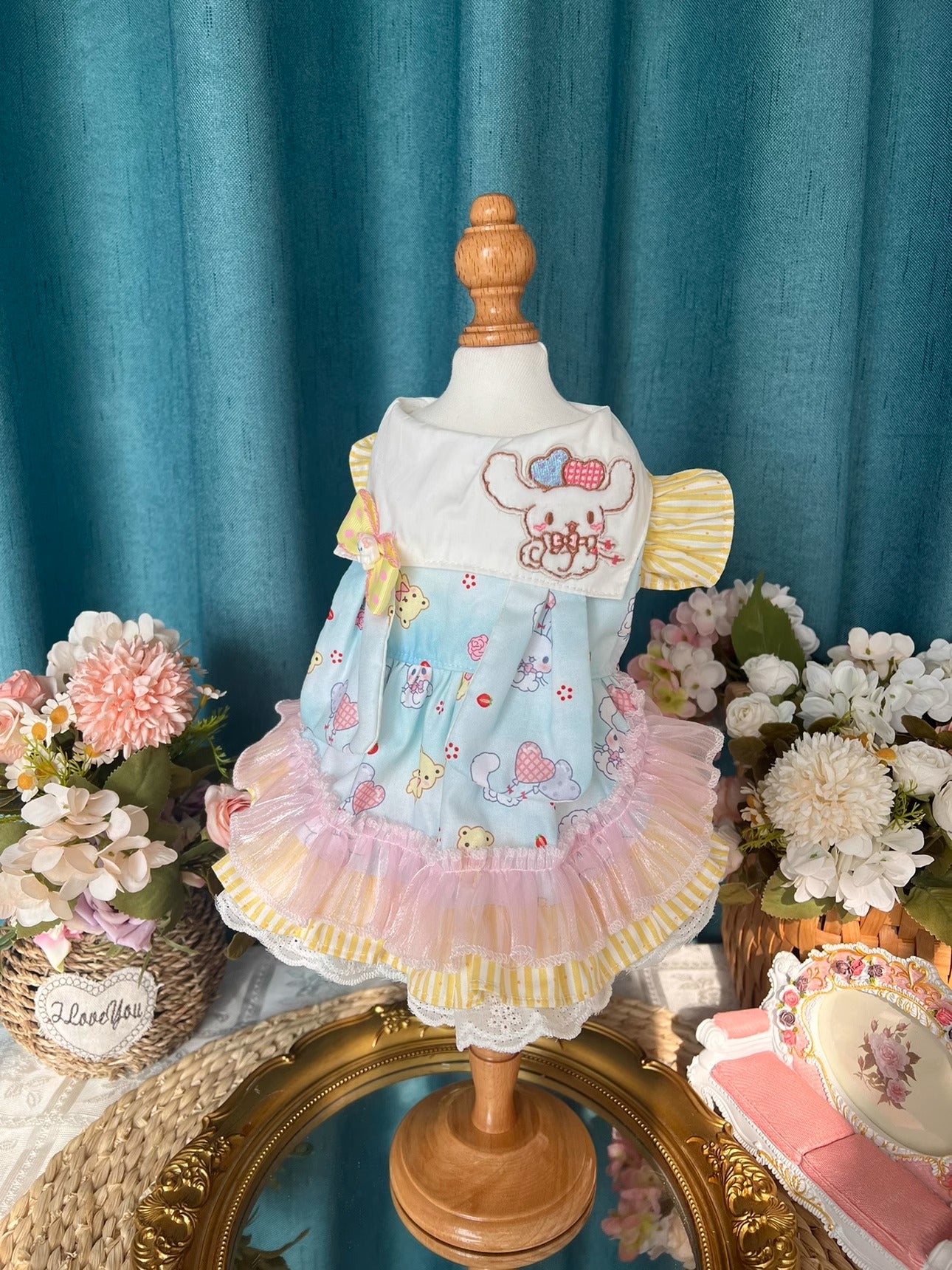 Sanrio Layered Sweet Blue Pink Lacey Ribbon Cinnamoroll Lolita Dress