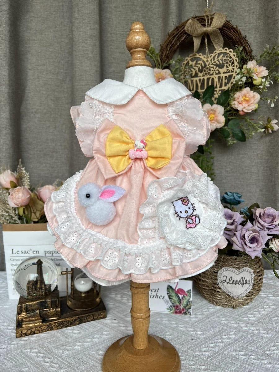 Sanrio Layered Sweet  Peachy Pink Hello Kitty Rabbit Lolita Dress