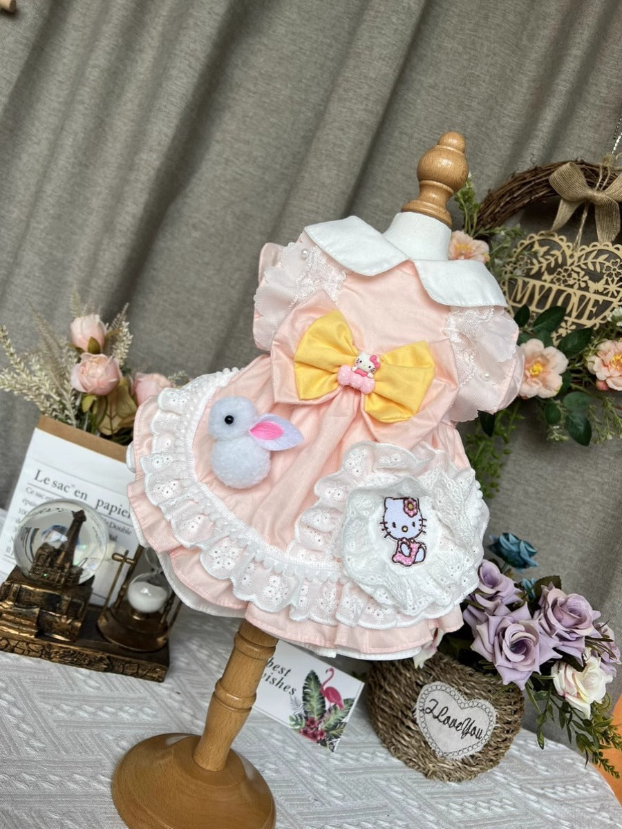 Sanrio Layered Sweet  Peachy Pink Hello Kitty Rabbit Lolita Dress