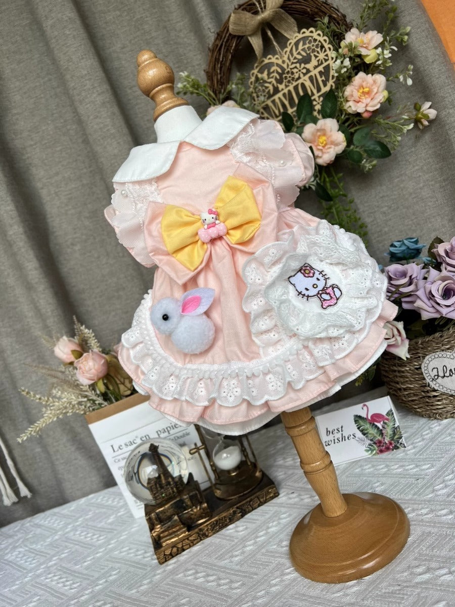 Sanrio Layered Sweet  Peachy Pink Hello Kitty Rabbit Lolita Dress