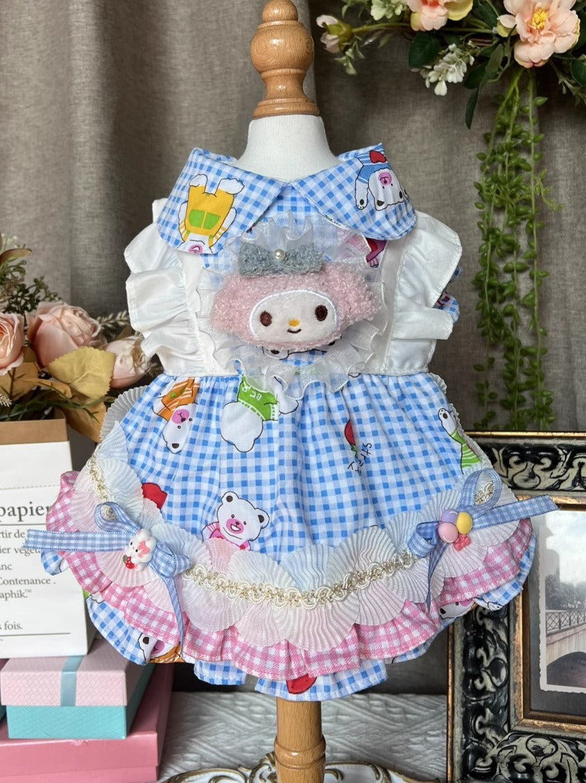 Sanrio Layered Blue Checkered Melody Lolita Dress