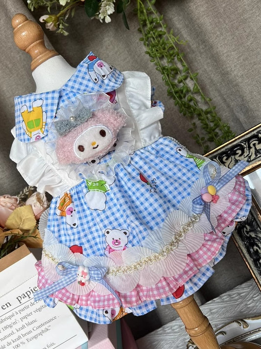 Sanrio Layered Blue Checkered Melody Lolita Dress