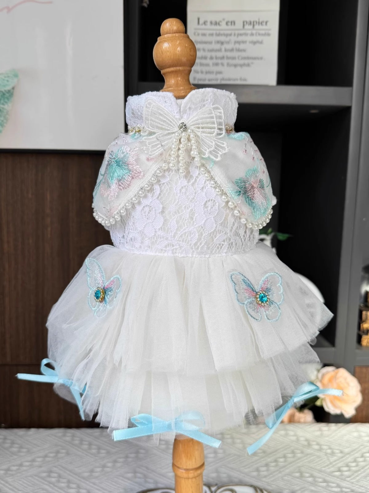 Super Premium Soft White Lace Ribbon Layered Lacey Butterfly Lolita/ Wedding Dress