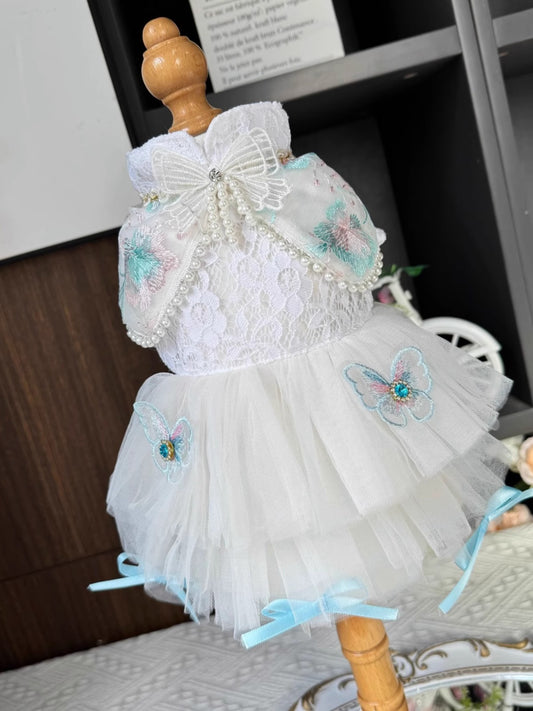 Super Premium Soft White Lace Ribbon Layered Lacey Butterfly Lolita/ Wedding Dress