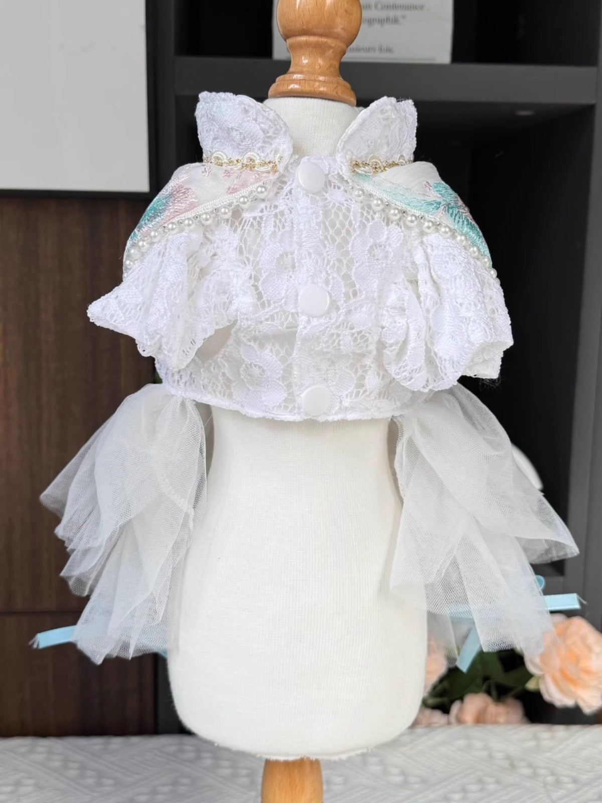 Super Premium Soft White Lace Ribbon Layered Lacey Butterfly Lolita/ Wedding Dress