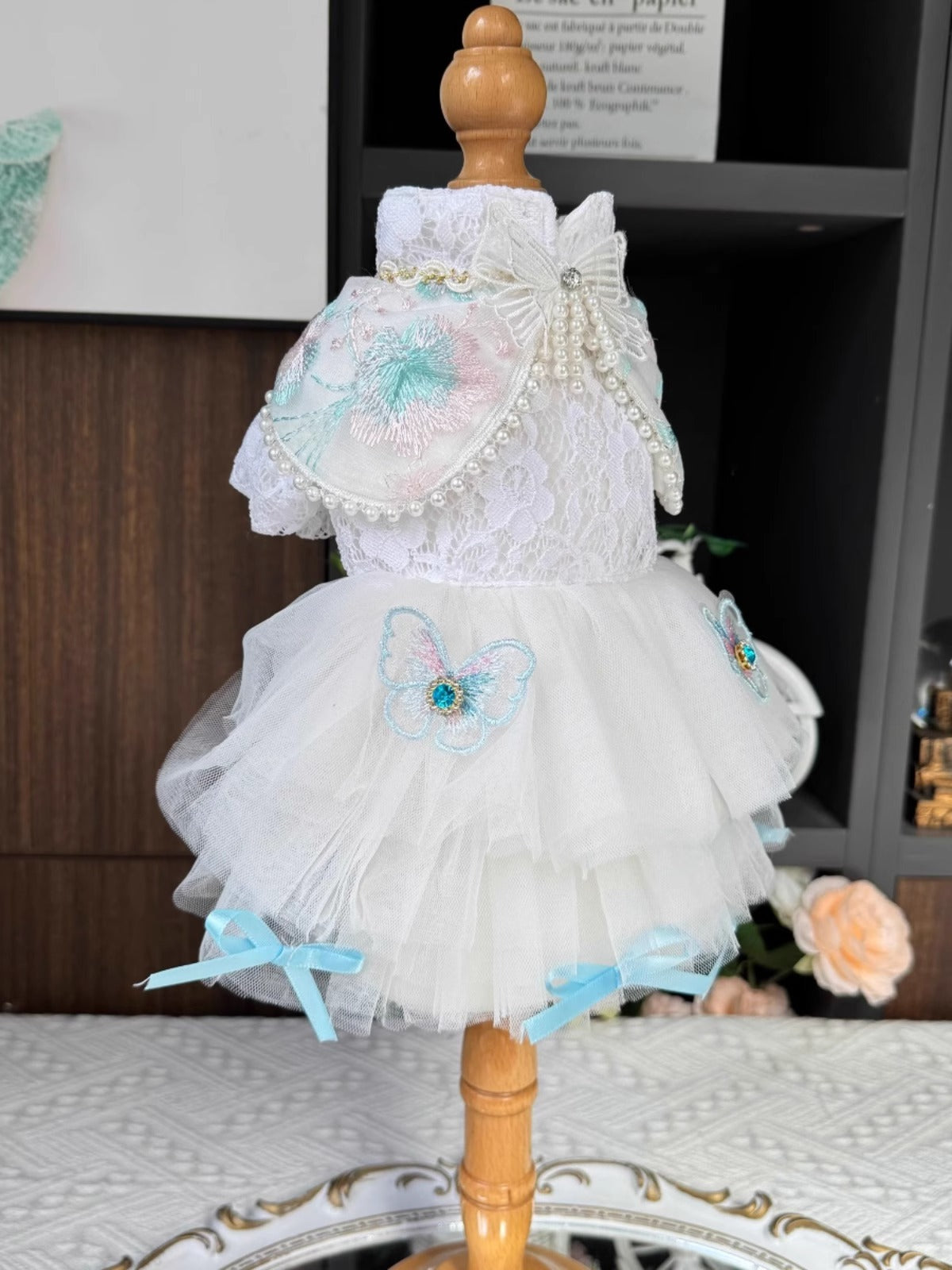 Super Premium Soft White Lace Ribbon Layered Lacey Butterfly Lolita/ Wedding Dress