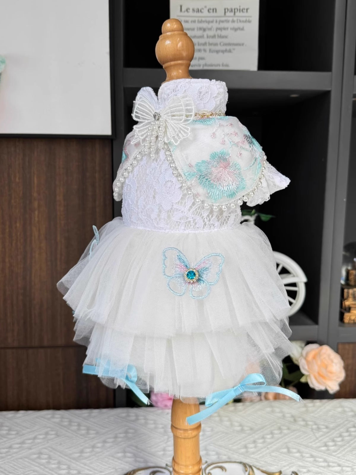 Super Premium Soft White Lace Ribbon Layered Lacey Butterfly Lolita/ Wedding Dress