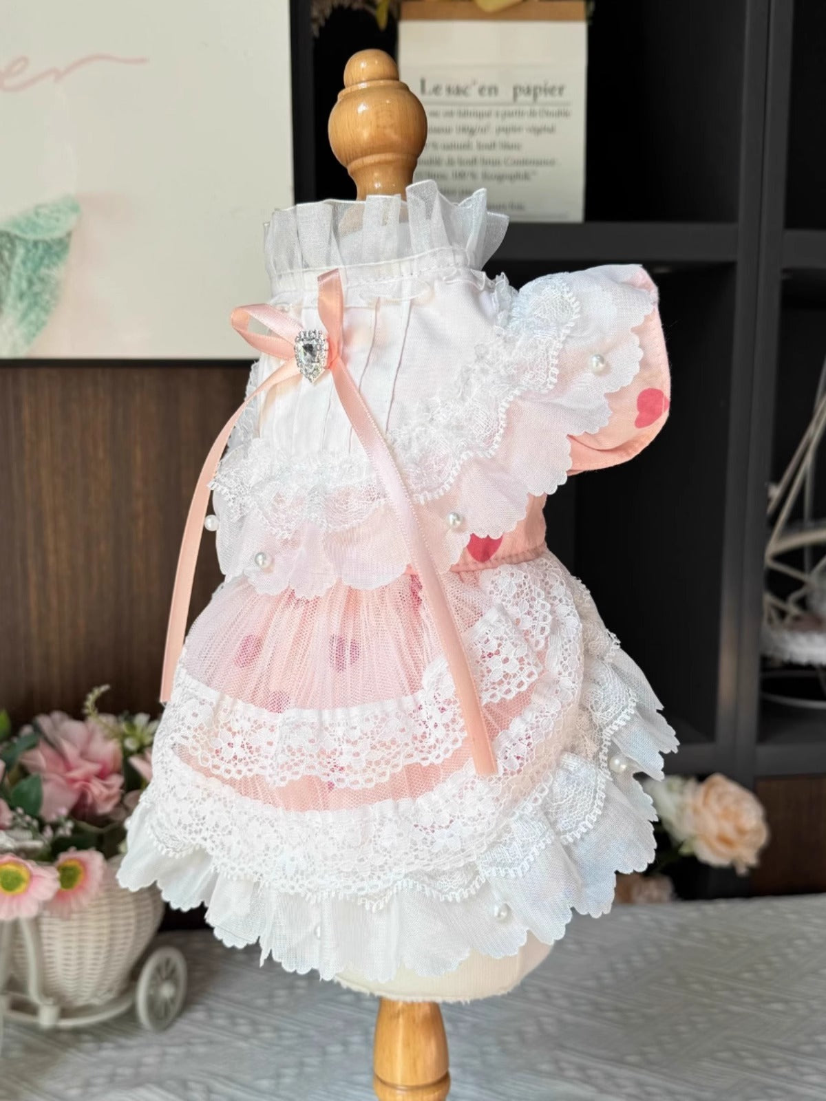 Premium Soft Pink Ribbon Layered Lacey Lolita Dress