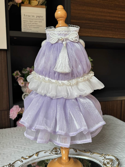 Premium Glossy Purple Layered Lolita Dinner/Party Pet Dress