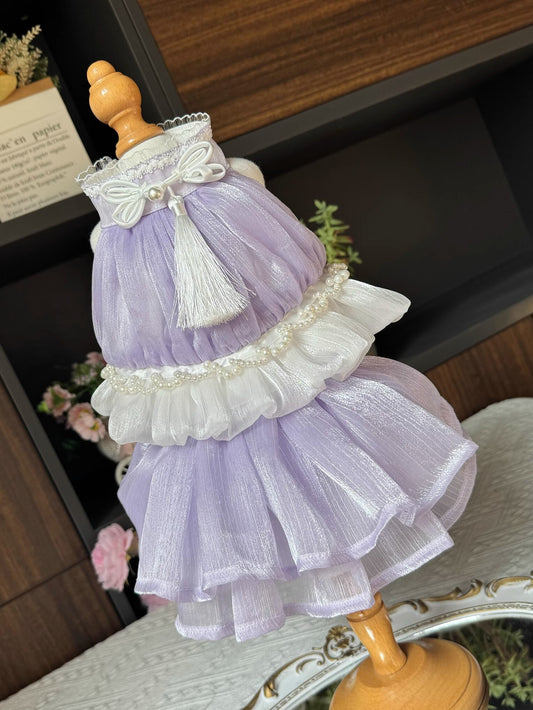 Premium Glossy Purple Layered Lolita Dinner/Party Pet Dress